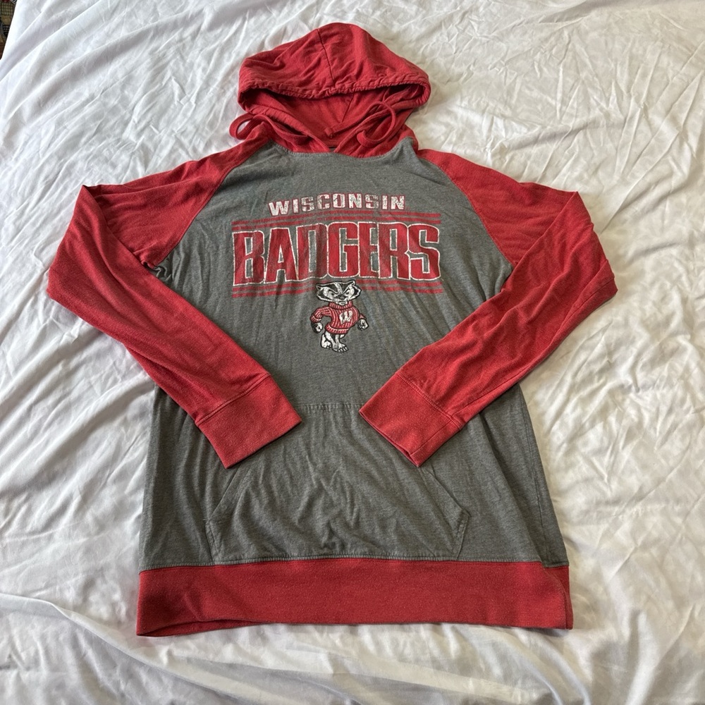Wisconsin Badgers Rivalry Threads Red and Gray Lightweight Hoodie